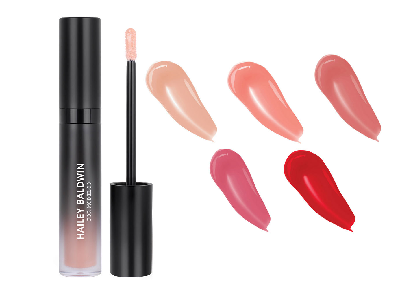 Hailey-Baldwin-for-Modelco-Super-Lips-Beige-and-swatches