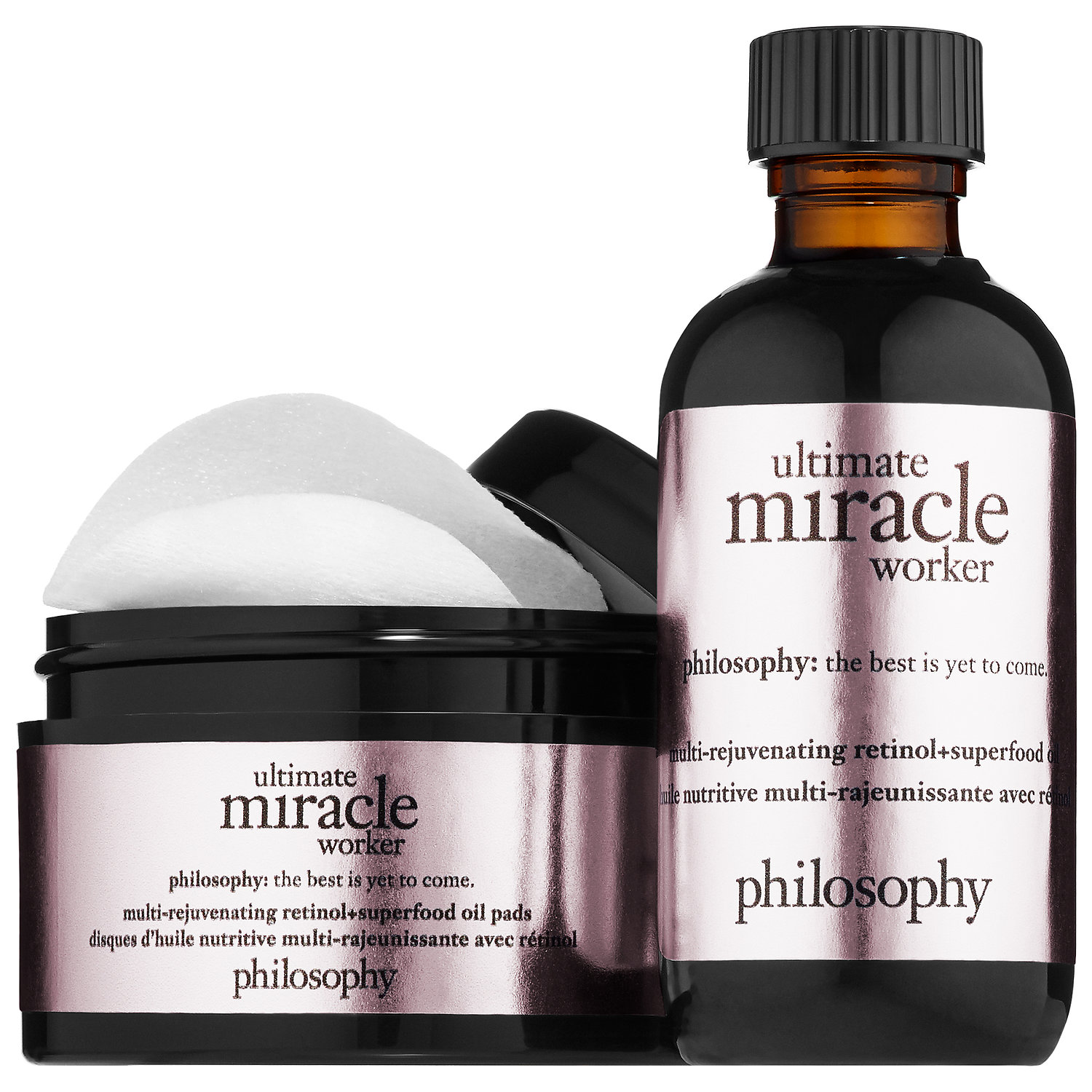 Philosophy Ultimate Miracle Worker Multi-Rejuvenating Retinol+Superfood Oil and Pads product shot